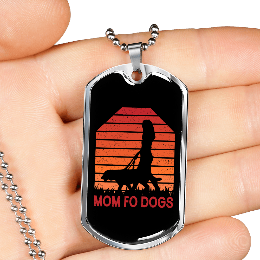 Mom FO Dogs Necklace Stainless Steel or 18k Gold Dog Tag 24" Chain-Express Your Love Gifts