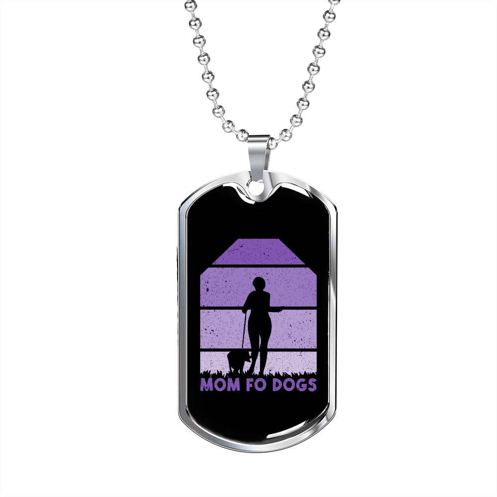 Mom FO Dogs Purple Necklace Stainless Steel or 18k Gold Dog Tag 24" Chain-Express Your Love Gifts