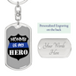 Mom Is My Hero Badge Keychain Stainless Steel or 18k Gold Dog Tag Keyring-Express Your Love Gifts