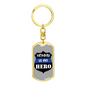 Mom Is My Hero Badge Keychain Stainless Steel or 18k Gold Dog Tag Keyring-Express Your Love Gifts
