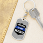 Mom Is My Hero Badge Keychain Stainless Steel or 18k Gold Dog Tag Keyring-Express Your Love Gifts