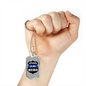 Mom Is My Hero Badge Necklace Stainless Steel or 18k Gold Dog Tag 24"-Express Your Love Gifts