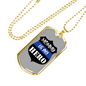 Mom Is My Hero Badge Necklace Stainless Steel or 18k Gold Dog Tag 24"-Express Your Love Gifts
