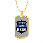 Mom Is My Hero Badge Necklace Stainless Steel or 18k Gold Dog Tag 24"-Express Your Love Gifts
