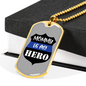 Mom Is My Hero Badge Necklace Stainless Steel or 18k Gold Dog Tag 24"-Express Your Love Gifts