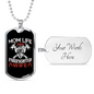Mom Life Firefighter Wife Necklace Stainless Steel or 18k Gold Dog Tag 24" Chain-Express Your Love Gifts