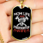 Mom Life Firefighter Wife Necklace Stainless Steel or 18k Gold Dog Tag 24" Chain-Express Your Love Gifts