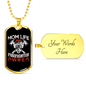 Mom Life Firefighter Wife Necklace Stainless Steel or 18k Gold Dog Tag 24" Chain-Express Your Love Gifts