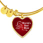 Mom Message World's Best Mom Heart Bangle Stainless Steel or 18k Gold 18-22"-Express Your Love Gifts