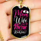Mom Wife Nurse Rockstar Necklace Stainless Steel or 18k Gold Dog Tag 24" Chain-Express Your Love Gifts