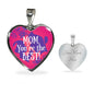 Mom You'Re The Best Necklace Stainless Steel or 18k Gold Heart Pendant 18-22"-Express Your Love Gifts