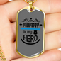 Mommy Is My Hero Black Necklace Stainless Steel or 18k Gold Dog Tag 24"-Express Your Love Gifts