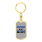 Mommy Is My Hero Hearts Keychain Stainless Steel or 18k Gold Dog Tag Keyring-Express Your Love Gifts