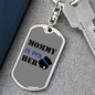 Mommy Is My Hero Police Badge Keychain Stainless Steel or 18k Gold Dog Tag Keyring-Express Your Love Gifts
