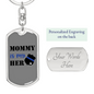 Mommy Is My Hero Police Badge Keychain Stainless Steel or 18k Gold Dog Tag Keyring-Express Your Love Gifts