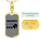 Mommy Is My Hero Police Badge Keychain Stainless Steel or 18k Gold Dog Tag Keyring-Express Your Love Gifts