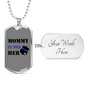 Mommy Is My Hero Police Badge Necklace Stainless Steel or 18k Gold Dog Tag 24" Ball Chain-Express Your Love Gifts