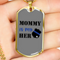 Mommy Is My Hero Police Badge Necklace Stainless Steel or 18k Gold Dog Tag 24" Ball Chain-Express Your Love Gifts