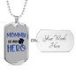 Mommy Is My Hero Police Necklace Stainless Steel or 18k Gold Dog Tag 24" Ball Chain-Express Your Love Gifts