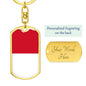 Monaco Flag Keychain Dog Tag Stainless Steel or 18k Gold-Express Your Love Gifts