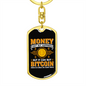 Money Can't Buy Happiness Crypto Keychain Stainless Steel or 18k Gold Dog Tag Keyring-Express Your Love Gifts