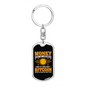 Money Can't Buy Happiness Crypto Keychain Stainless Steel or 18k Gold Dog Tag Keyring-Express Your Love Gifts