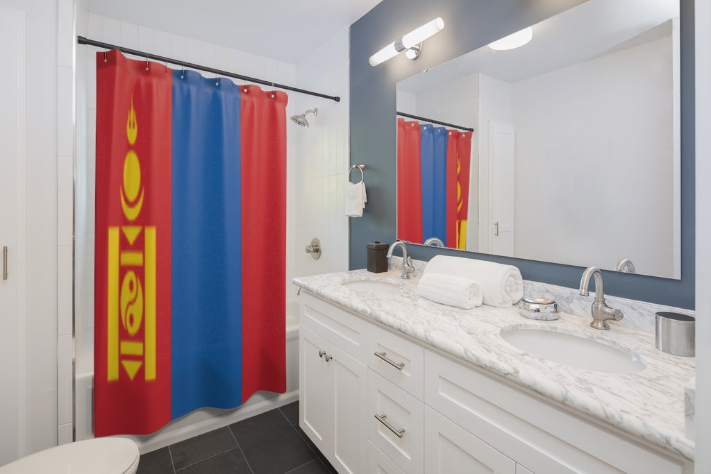 Mongolia Flag Stylish Design 71" x 74" Elegant Waterproof Shower Curtain for a Spa-like Bathroom Paradise Exceptional Craftsmanship-Express Your Love Gifts