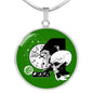 Monkey Et Circle Pendant UFO Alien Fan Necklace Stainless Steel or 18k Gold 18-22"-Express Your Love Gifts