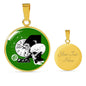 Monkey Et Circle Pendant UFO Alien Fan Necklace Stainless Steel or 18k Gold 18-22"-Express Your Love Gifts