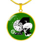 Monkey Et Circle Pendant UFO Alien Fan Necklace Stainless Steel or 18k Gold 18-22"-Express Your Love Gifts