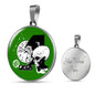 Monkey Et Circle Pendant UFO Alien Fan Necklace Stainless Steel or 18k Gold 18-22"-Express Your Love Gifts