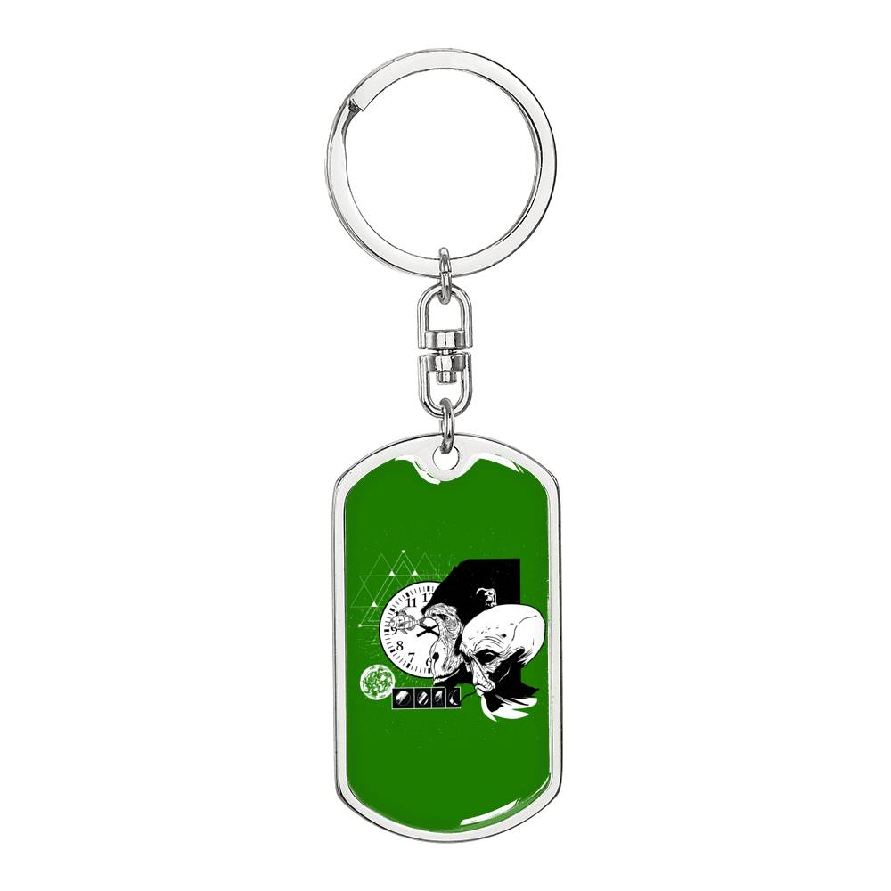 Monkey Et Dog Tag Pendant Keychain Stainless Steel or 18k Gold-Express Your Love Gifts