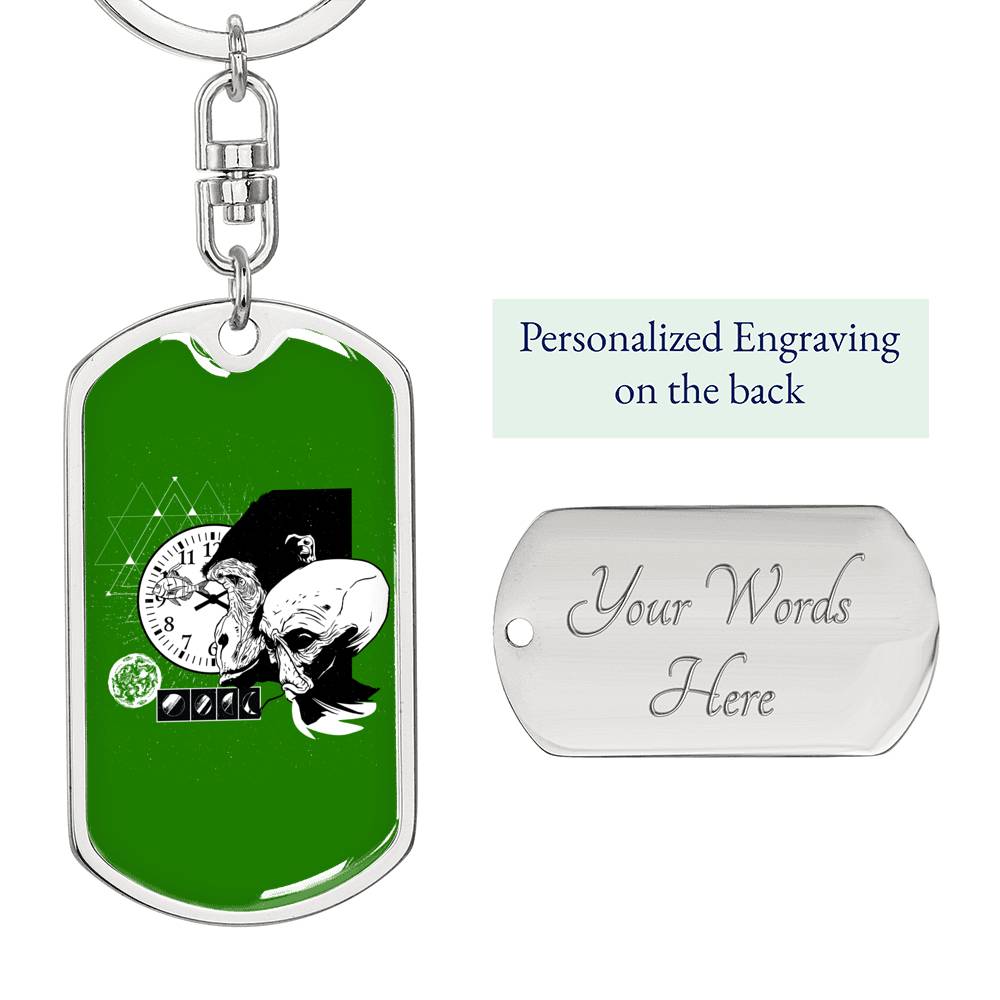 Monkey Et Dog Tag Pendant Keychain Stainless Steel or 18k Gold-Express Your Love Gifts
