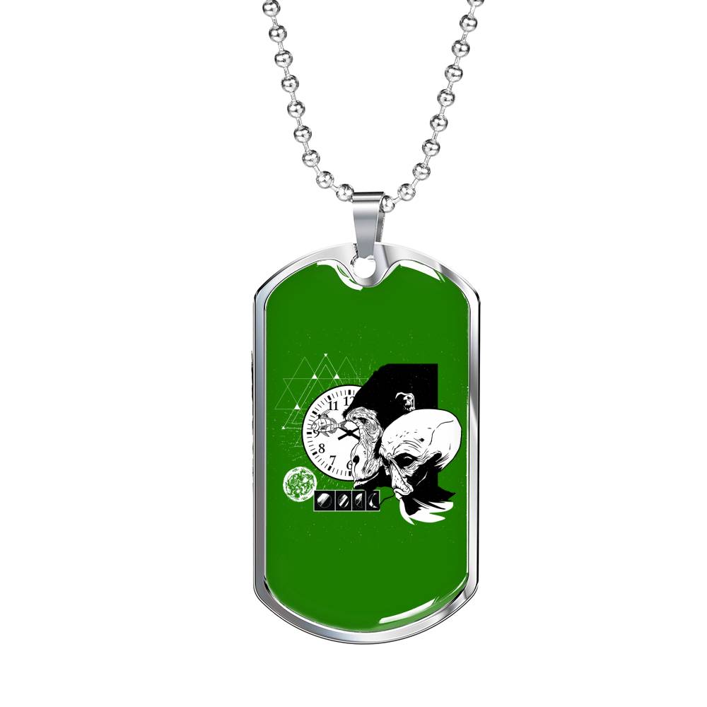 Monkey Et Necklace UFO Alien Fan Gift Stainless Steel or 18k Gold Dog Tag 24" Chain-Express Your Love Gifts