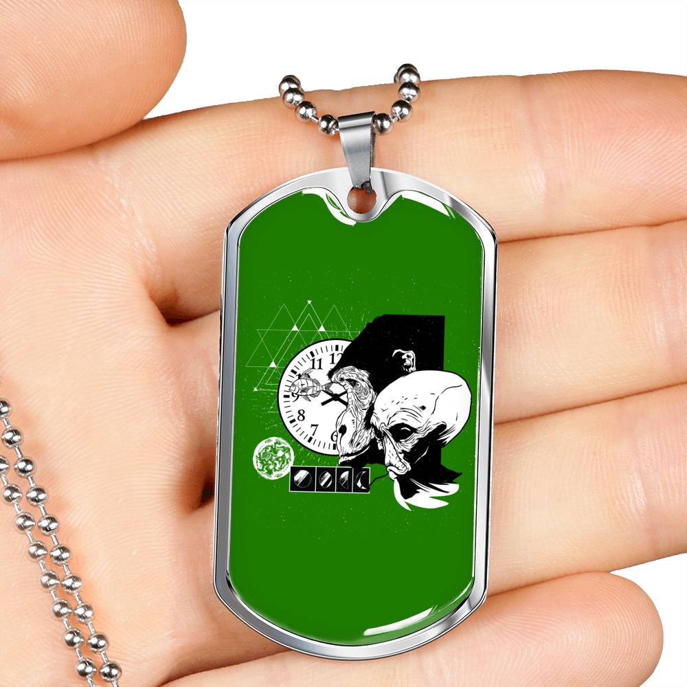 Monkey Et Necklace UFO Alien Fan Gift Stainless Steel or 18k Gold Dog Tag 24" Chain-Express Your Love Gifts