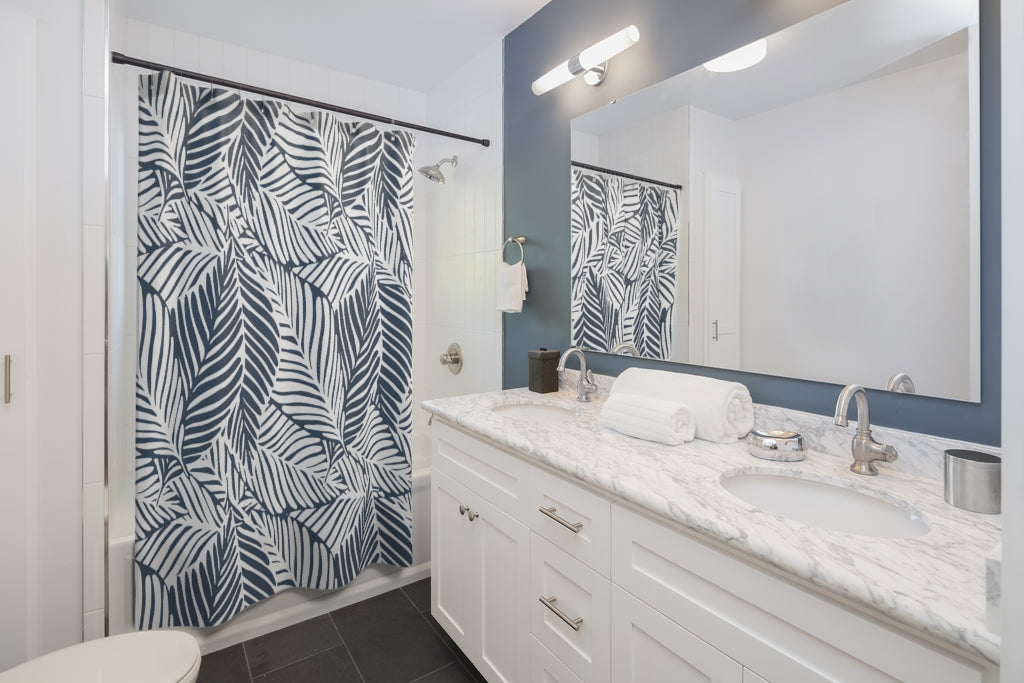 Monochrome Leaves Jungle Stylish Design 71" x 74" Elegant Waterproof Shower Curtain for a Spa-like Bathroom Paradise Exceptional Craftsmanship-Express Your Love Gifts