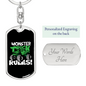 Monster Truck Rules Swivel Trucker Keychain Dog Tag Stainless Steel or 18k Gold-Express Your Love Gifts