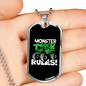 Monster Truck Rules Trucker Dog Tag Stainless Steel or 18k Gold 24" Chain-Express Your Love Gifts