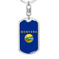 Montana State Flag Keychain Dog Tag Stainless Steel or 18k Gold-Express Your Love Gifts