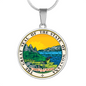 Montana State Seal Necklace Circle Pendant Stainless Steel or 18k Gold 18-22"-Express Your Love Gifts