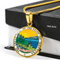 Montana State Seal Necklace Circle Pendant Stainless Steel or 18k Gold 18-22"-Express Your Love Gifts