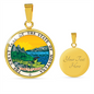 Montana State Seal Necklace Circle Pendant Stainless Steel or 18k Gold 18-22"-Express Your Love Gifts