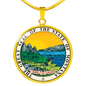 Montana State Seal Necklace Circle Pendant Stainless Steel or 18k Gold 18-22"-Express Your Love Gifts