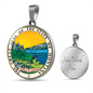 Montana State Seal Necklace Circle Pendant Stainless Steel or 18k Gold 18-22"-Express Your Love Gifts