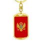 Montenegro Flag Keychain Dog Tag Stainless Steel or 18k Gold-Express Your Love Gifts