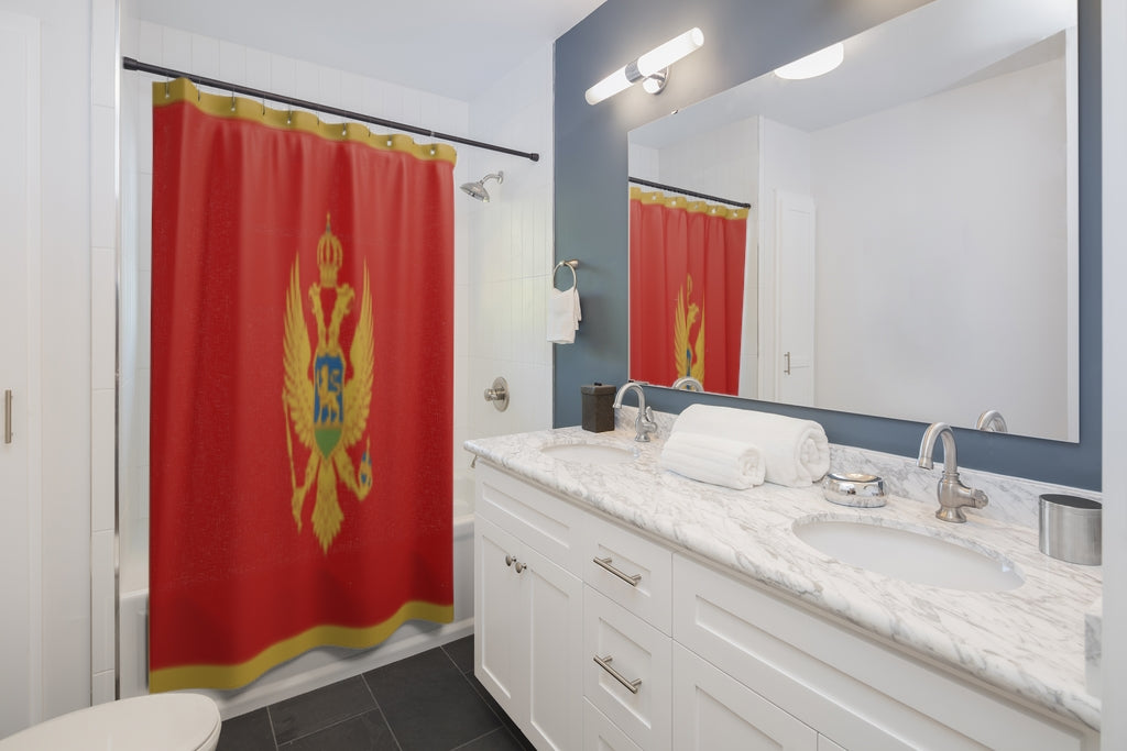 Montenegro Flag Stylish Design 71" x 74" Elegant Waterproof Shower Curtain for a Spa-like Bathroom Paradise Exceptional Craftsmanship-Express Your Love Gifts