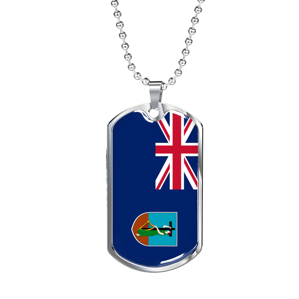 Montserrat Flag Necklace Stainless Steel or 18k Gold Dog Tag 24" Chain-Express Your Love Gifts