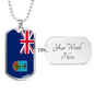 Montserrat Flag Necklace Stainless Steel or 18k Gold Dog Tag 24" Chain-Express Your Love Gifts