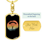 Moon Parachuting Cycling Keychain Stainless Steel or 18k Gold Dog Tag Keyring-Express Your Love Gifts