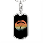 Moon Parachuting Cycling Keychain Stainless Steel or 18k Gold Dog Tag Keyring-Express Your Love Gifts
